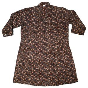 Vintage Brown Floral Button Front house coat Women's Size M (x)